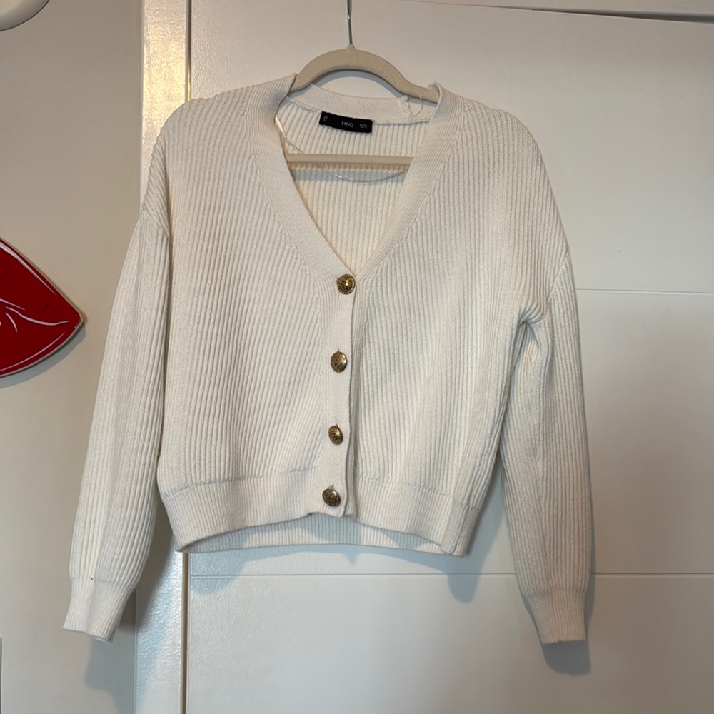 Women's White Cardigan Sweater